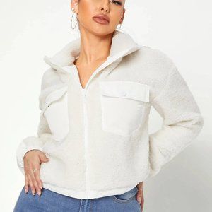 Flap Pocket Drop Shoulder Teddy Jacket size: 8/10